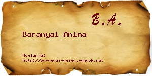 Baranyai Anina névjegykártya